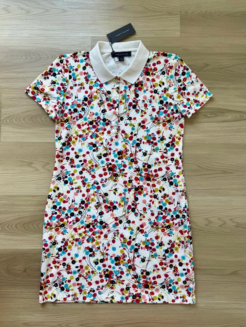 Tommy Hilfiger women's white floral collared polo dress size S/P